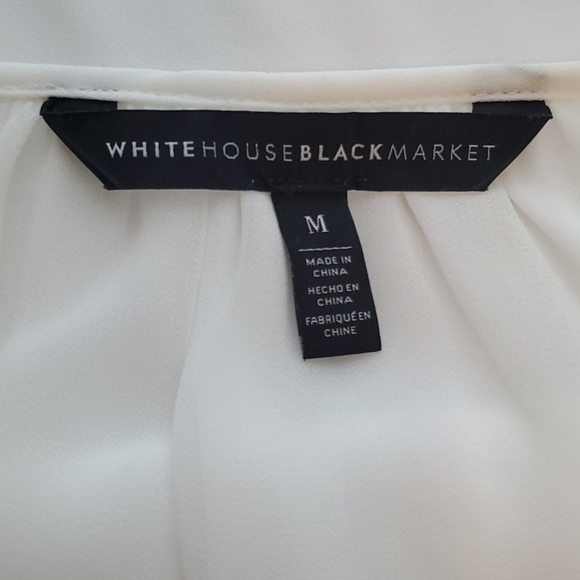 White House Black Market Long Sleeve Cold Shoulder Blouse In Ecru Size M - Picture 7 of 9
